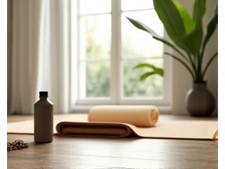 Accesorios de ejercicio minimalistas en un espacio tranquilo
